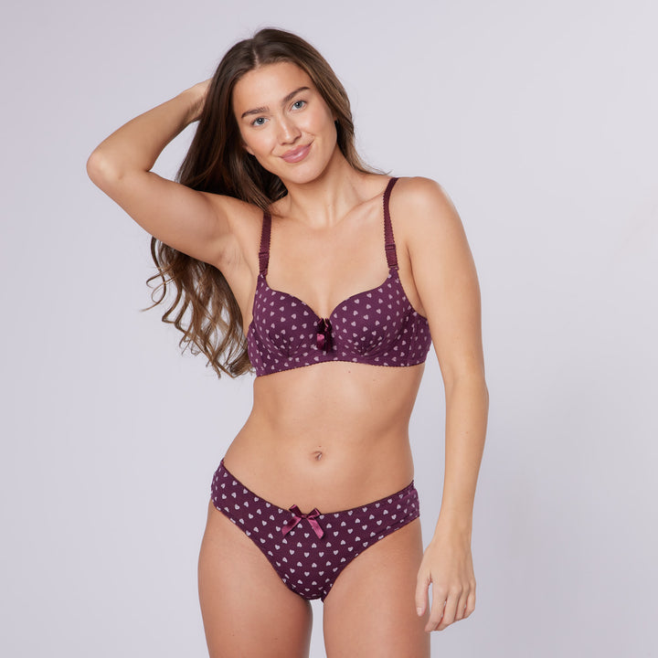 Zurich Heart Bra & Knicker Set (Purple)