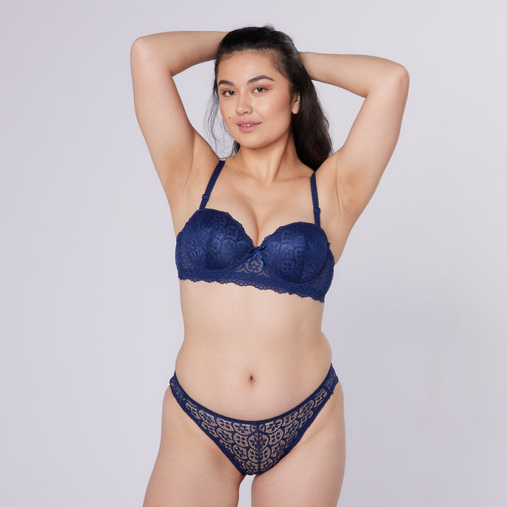 Geneva Balconette Bra & Knicker Set (Blue)