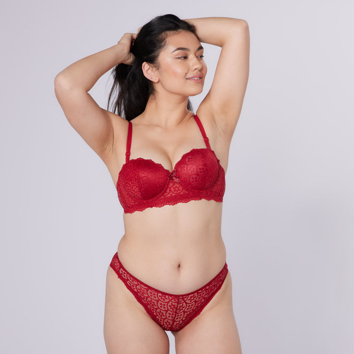 Geneva Balconette Bra & Knicker Set (Red)