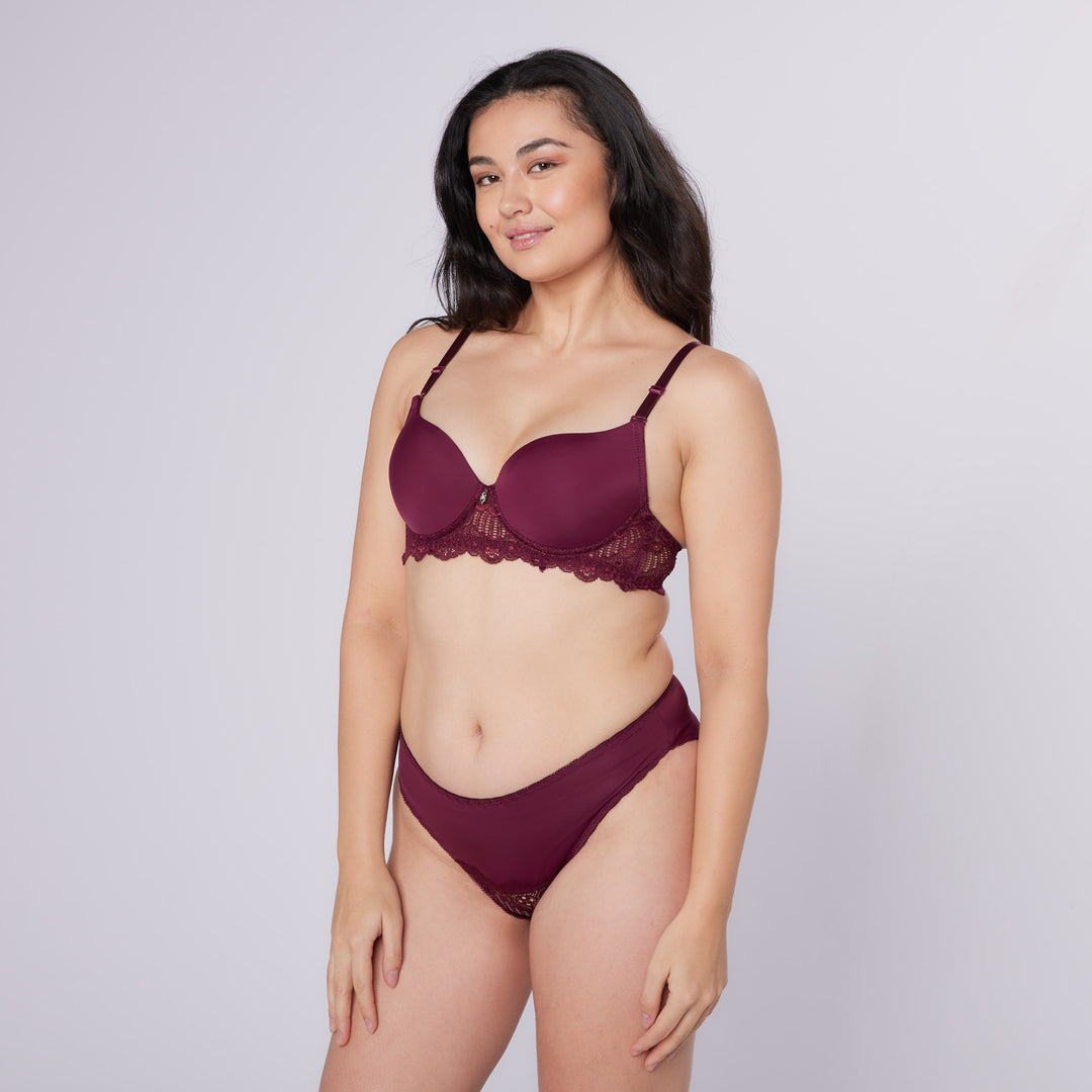 BARCELONA Push Up Bra & Knicker Set (Burgundy)