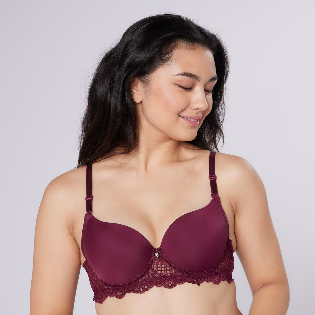 BARCELONA Push Up Bra & Knicker Set (Burgundy)