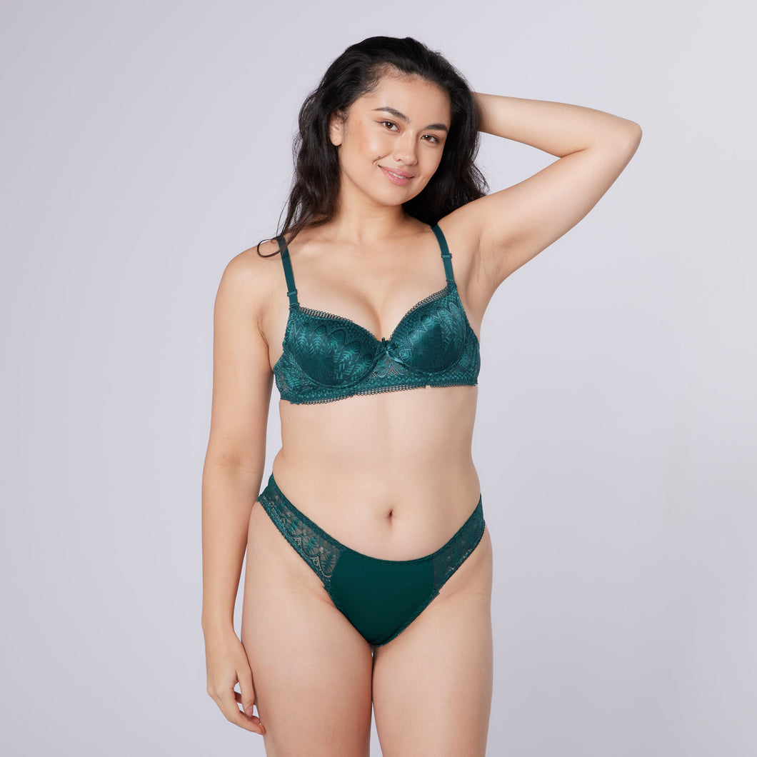 Rome Lace Bra & Knicker Set (Green)