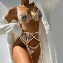 Load image into Gallery viewer, Barcelona Bra, Garter and Thong Set
